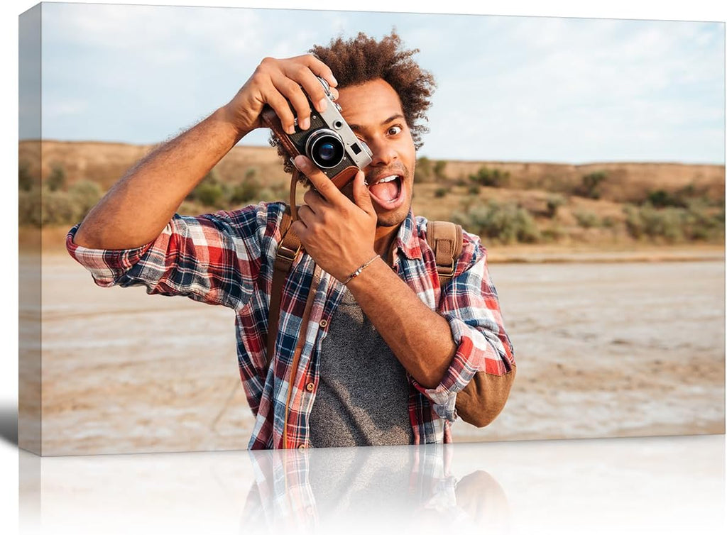 GMissT Canvas Prints With Your Photos - Personalized Pictures On Canvas Custom Poster for Home Decor - Floating Frames & Gift Wrapping Available - Grand Goldman