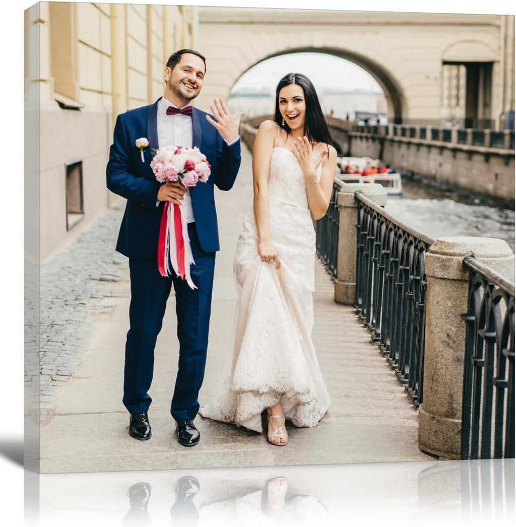 GMissT Canvas Prints With Your Photos - Personalized Pictures On Canvas Custom Poster for Home Decor - Floating Frames & Gift Wrapping Available - Grand Goldman