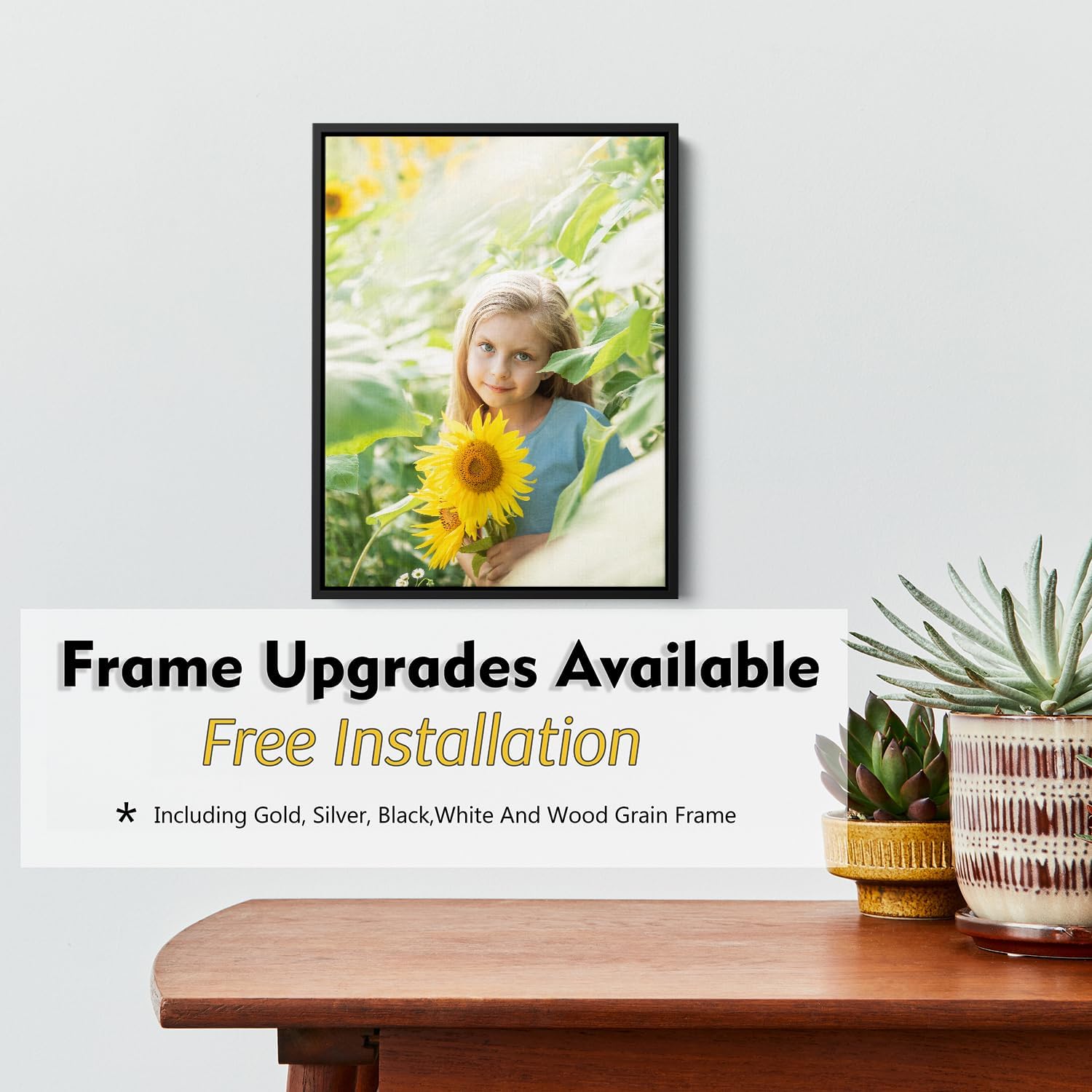 GMissT Canvas Prints With Your Photos - Personalized Pictures On Canvas Custom Poster for Home Decor - Floating Frames & Gift Wrapping Available - Grand Goldman