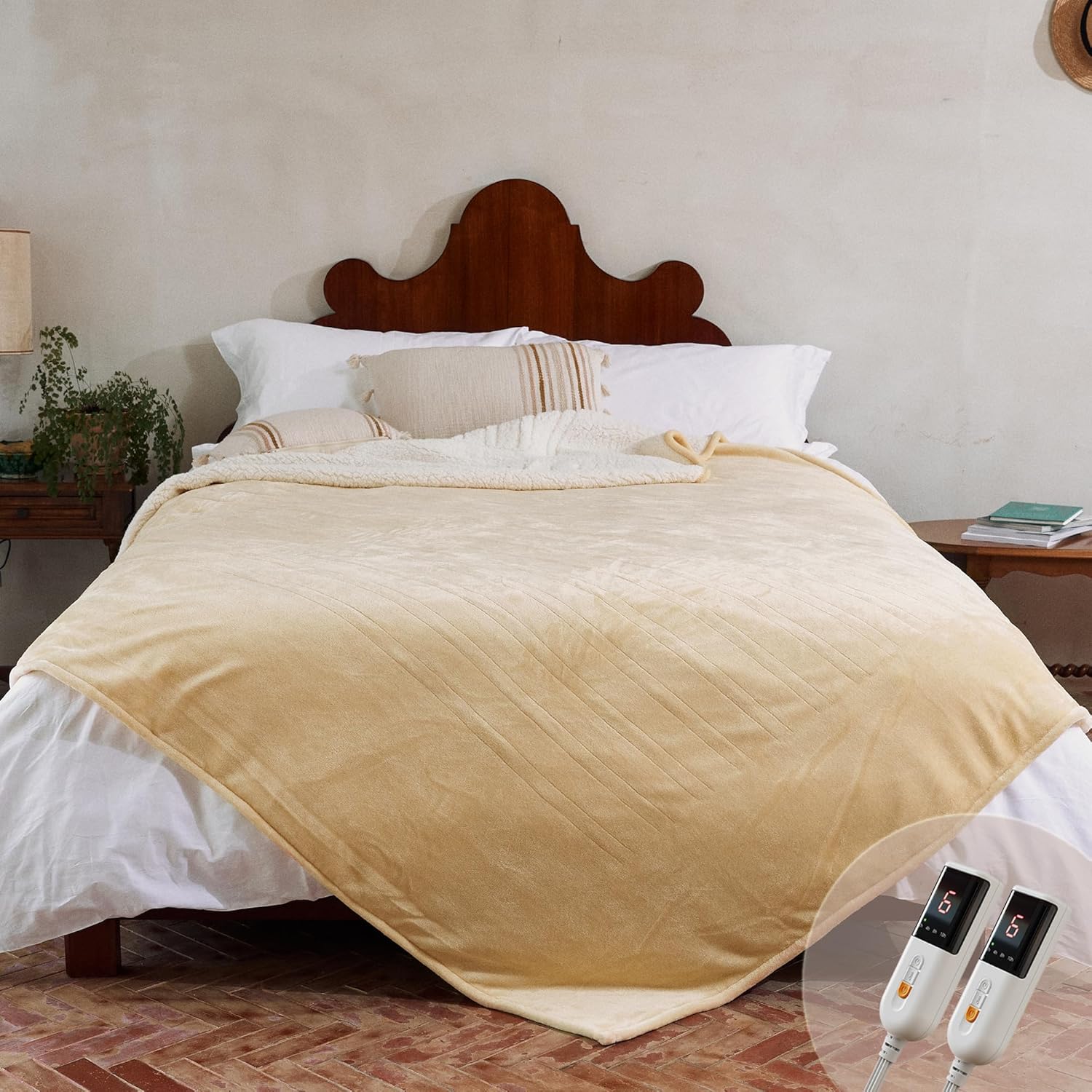 GOTCOZY Heated Blanket Electric Throw 50''X60''- Soft Silky Plush Electric Blanket with 4 Heating Level & 3 Hour Auto Off Heating Blanket, ETL Certified Machine Washable (Grey) - Grand Goldman