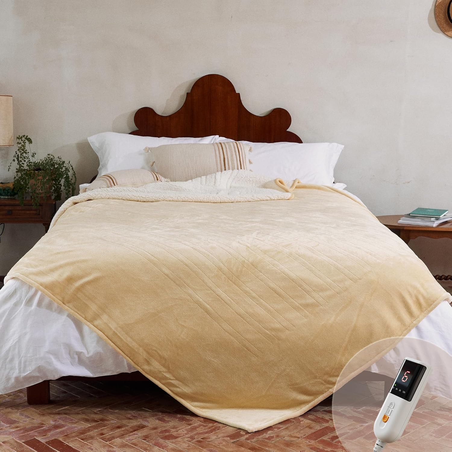 GOTCOZY Heated Blanket Electric Throw 50''X60''- Soft Silky Plush Electric Blanket with 4 Heating Level & 3 Hour Auto Off Heating Blanket, ETL Certified Machine Washable (Grey) - Grand Goldman