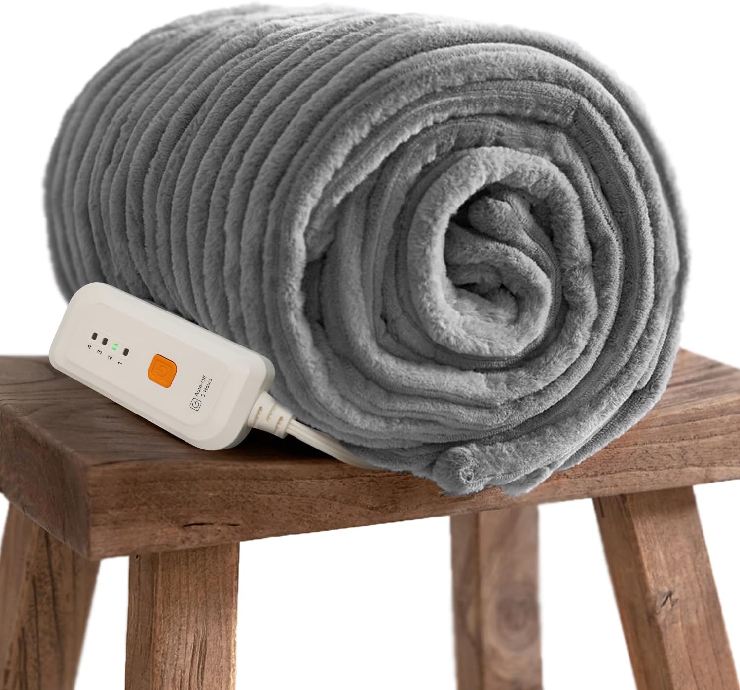GOTCOZY Heated Blanket Electric Throw 50''X60''- Soft Silky Plush Electric Blanket with 4 Heating Level & 3 Hour Auto Off Heating Blanket, ETL Certified Machine Washable (Grey) - Grand Goldman