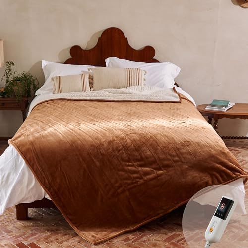 GOTCOZY Heated Blanket Electric Throw 50''X60''- Soft Silky Plush Electric Blanket with 4 Heating Level & 3 Hour Auto Off Heating Blanket, ETL Certified Machine Washable (Grey) - Grand Goldman