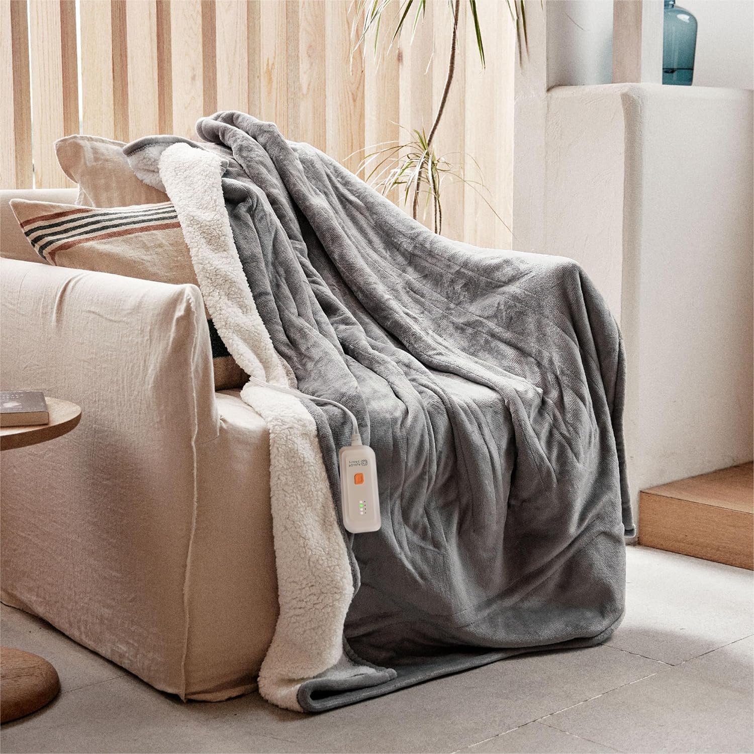 GOTCOZY Heated Blanket Electric Throw 50''X60''- Soft Silky Plush Electric Blanket with 4 Heating Level & 3 Hour Auto Off Heating Blanket, ETL Certified Machine Washable (Grey) - Grand Goldman