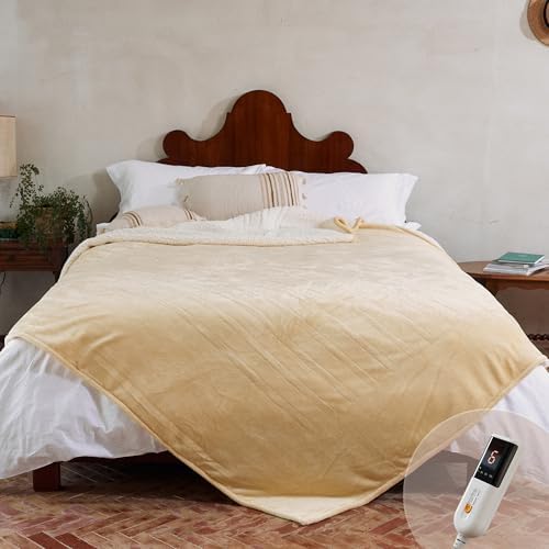 GOTCOZY Heated Blanket Electric Throw 50''X60''- Soft Silky Plush Electric Blanket with 4 Heating Level & 3 Hour Auto Off Heating Blanket, ETL Certified Machine Washable (Rose Dust) - Grand Goldman
