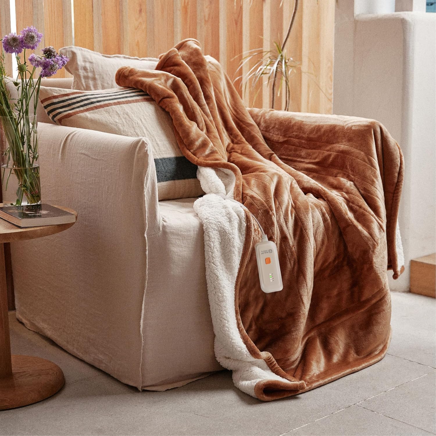 GOTCOZY Heated Blanket Electric Throw 50''X60''- Soft Silky Plush Electric Blanket with 4 Heating Level & 3 Hour Auto Off Heating Blanket, ETL Certified Machine Washable (Rose Dust) - Grand Goldman
