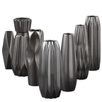 GOTHAM Modern Black Ceramic Tabletop Urns Flowerpot Vase Handmade Geometric Design Living Room Home Creative Wedding Decoration Amphora - Grand Goldman