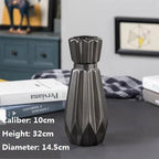 GOTHAM Modern Black Ceramic Tabletop Urns Flowerpot Vase Handmade Geometric Design Living Room Home Creative Wedding Decoration Amphora - Grand Goldman