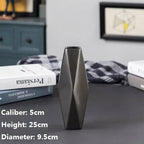 GOTHAM Modern Black Ceramic Tabletop Urns Flowerpot Vase Handmade Geometric Design Living Room Home Creative Wedding Decoration Amphora - Grand Goldman