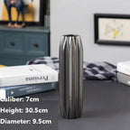 GOTHAM Modern Black Ceramic Tabletop Urns Flowerpot Vase Handmade Geometric Design Living Room Home Creative Wedding Decoration Amphora - Grand Goldman