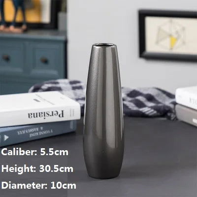 GOTHAM Modern Black Ceramic Tabletop Urns Flowerpot Vase Handmade Geometric Design Living Room Home Creative Wedding Decoration Amphora - Grand Goldman