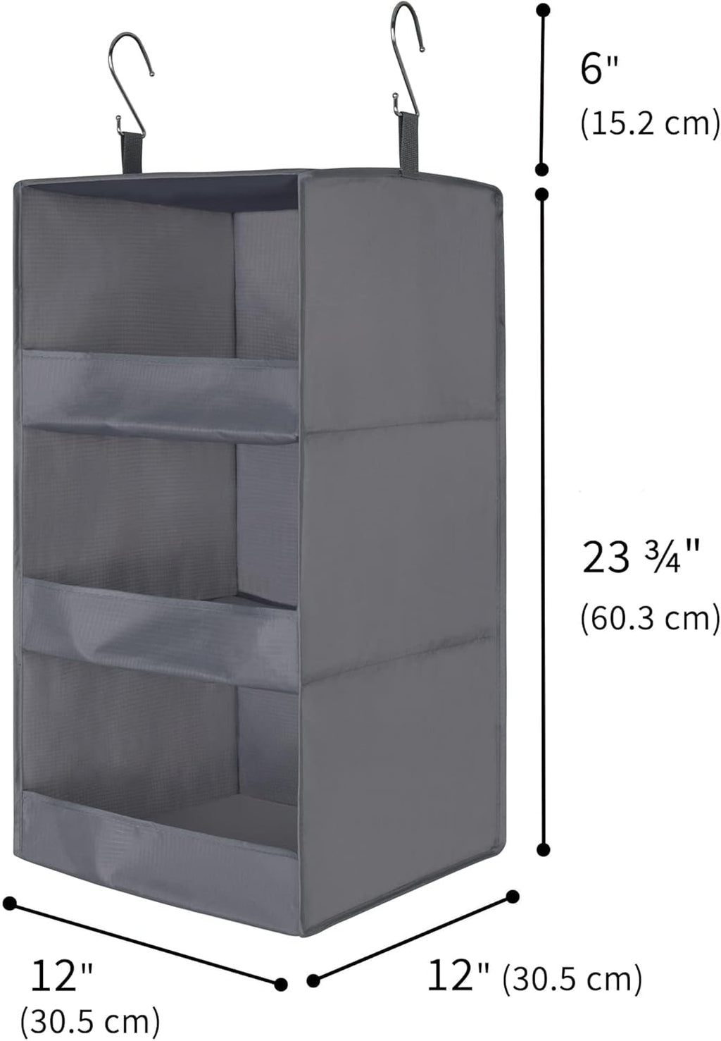 GRANNY SAYS 3-Shelf Hanging Closet Organizer and Storage, Collapsible Hanging Closet Shelves, Hanging Organizer for Closet & RV, Gray, 29 ½" H X 12" W X 12" D, 1-Pack - Grand Goldman