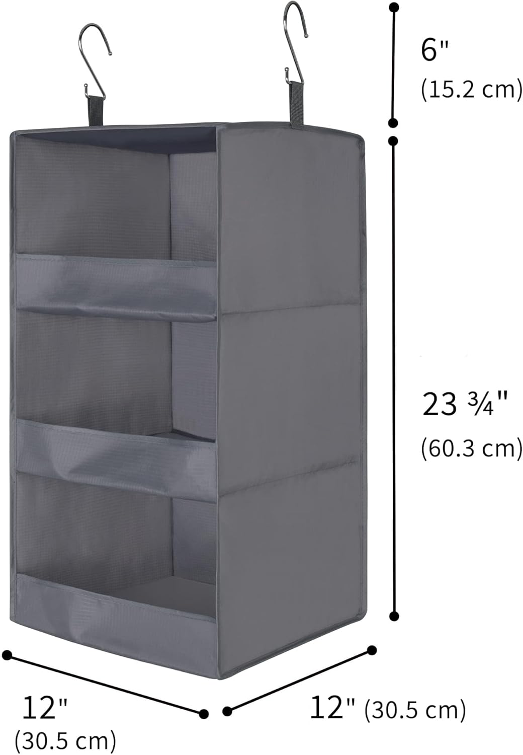 GRANNY SAYS 3-Shelf Hanging Closet Organizer and Storage, Collapsible Hanging Closet Shelves, Hanging Organizer for Closet & RV, Gray, 29 ½" H X 12" W X 12" D, 1-Pack - Grand Goldman