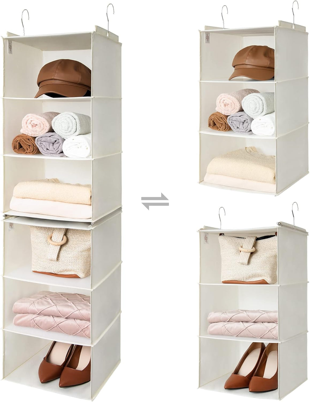 GRANNY SAYS 3-Shelf Hanging Closet Organizer and Storage, Collapsible Hanging Closet Shelves, Hanging Organizer for Closet & RV, Gray, 29 ½" H X 12" W X 12" D, 1-Pack - Grand Goldman