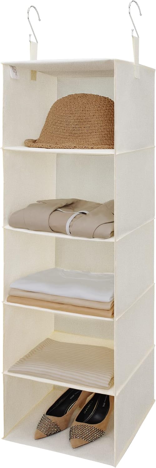 GRANNY SAYS 3-Shelf Hanging Closet Organizer and Storage, Collapsible Hanging Closet Shelves, Hanging Organizer for Closet & RV, Gray, 29 ½" H X 12" W X 12" D, 1-Pack - Grand Goldman