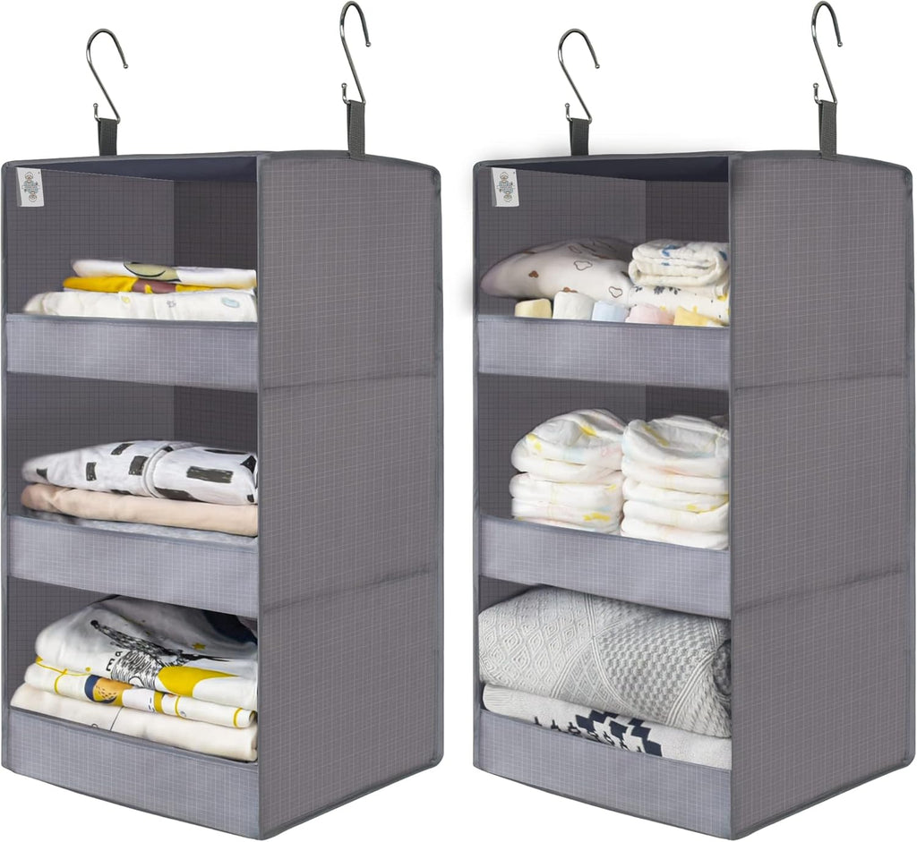 GRANNY SAYS 3-Shelf Hanging Closet Organizer and Storage, Collapsible Hanging Closet Shelves, Hanging Organizer for Closet & RV, Gray, 29 ½" H X 12" W X 12" D, 1-Pack - Grand Goldman