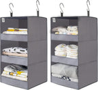 GRANNY SAYS 3-Shelf Hanging Closet Organizer and Storage, Collapsible Hanging Closet Shelves, Hanging Organizer for Closet & RV, Gray, 29 ½" H X 12" W X 12" D, 1-Pack - Grand Goldman
