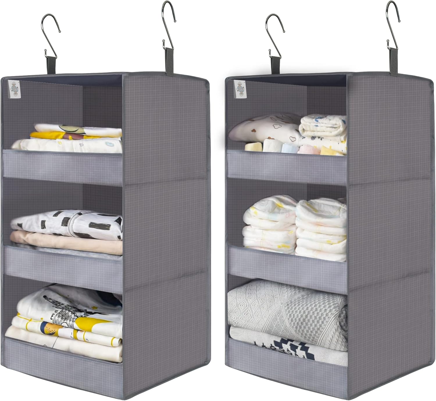 GRANNY SAYS 3-Shelf Hanging Closet Organizer and Storage, Collapsible Hanging Closet Shelves, Hanging Organizer for Closet & RV, Gray, 29 ½" H X 12" W X 12" D, 1-Pack - Grand Goldman