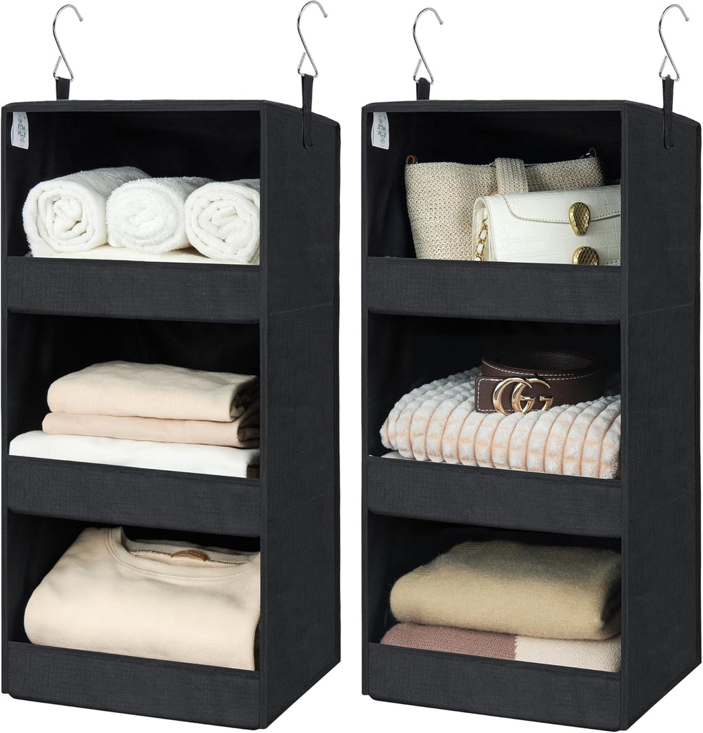 GRANNY SAYS 3-Shelf Hanging Closet Organizer and Storage, Collapsible Hanging Closet Shelves, Hanging Organizer for Closet & RV, Gray, 29 ½" H X 12" W X 12" D, 1-Pack - Grand Goldman