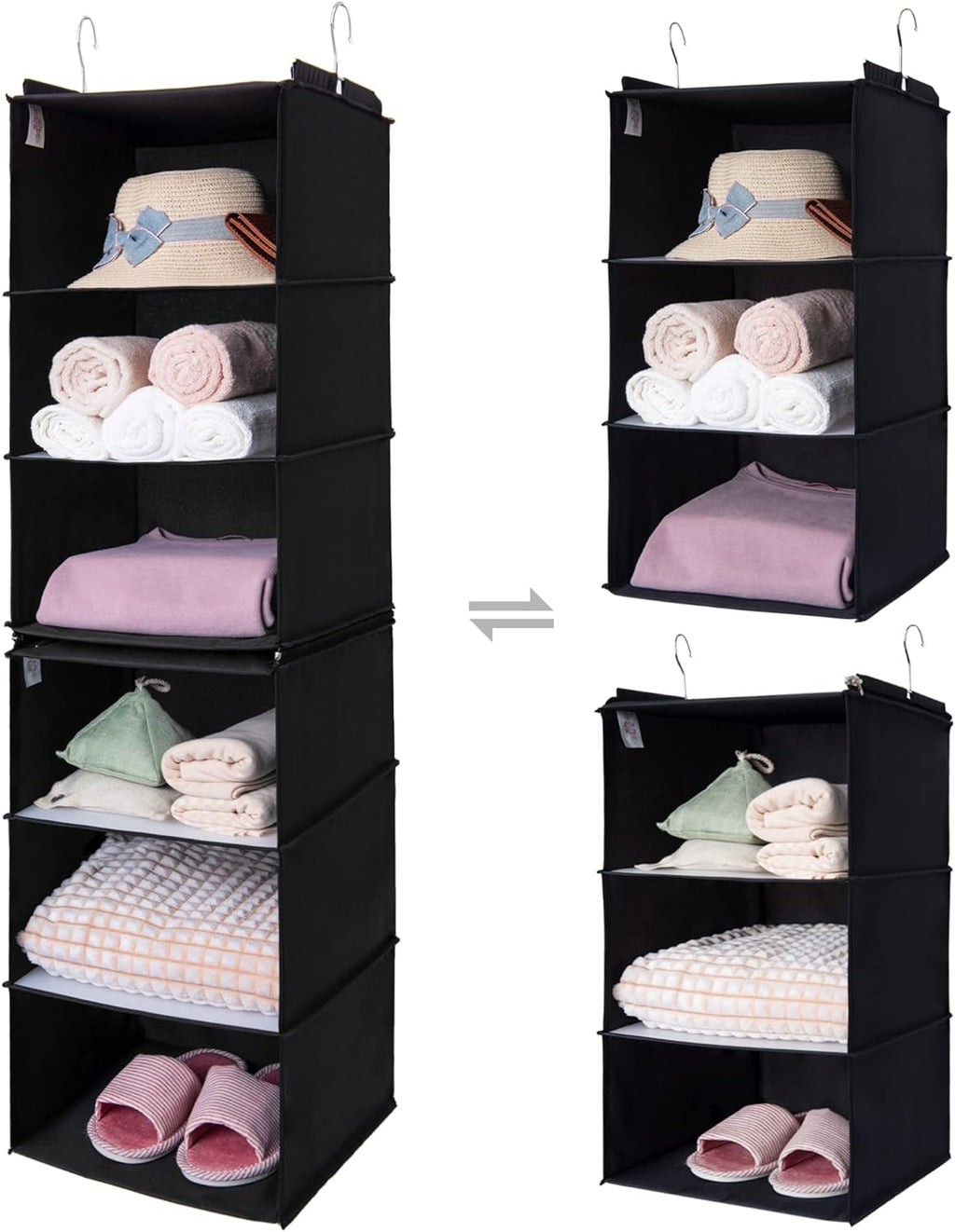 GRANNY SAYS 3-Shelf Hanging Closet Organizer and Storage, Collapsible Hanging Closet Shelves, Hanging Organizer for Closet & RV, Gray, 29 ½" H X 12" W X 12" D, 1-Pack - Grand Goldman