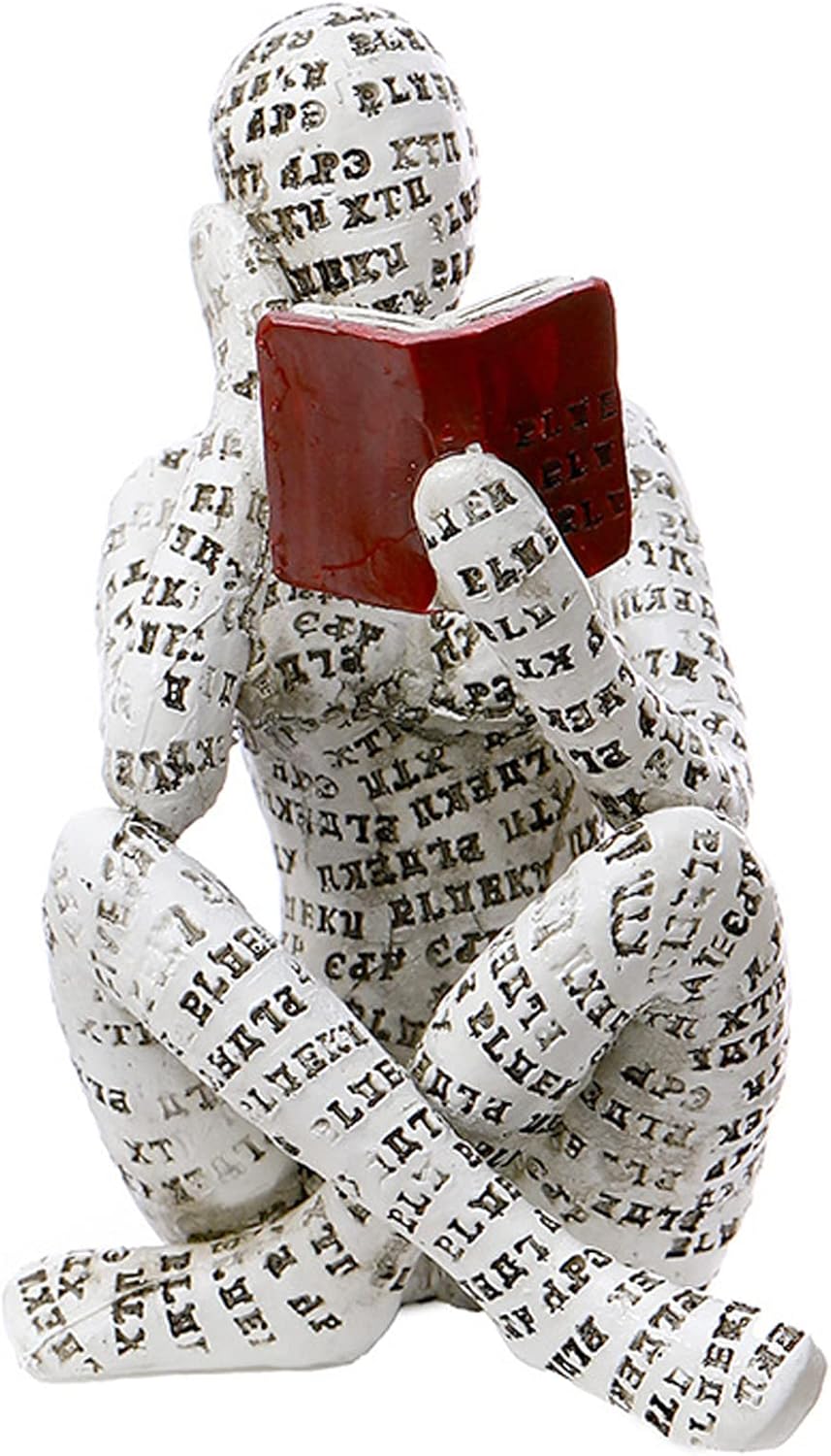 GRAPMKTG Home Decor Pulp Reading Women Thinker Statue Aesthetic Sculpture Room Decor Modern Abstract Decoration on Shelf Table Desk for Living Room Office Bedroom A - Grand Goldman