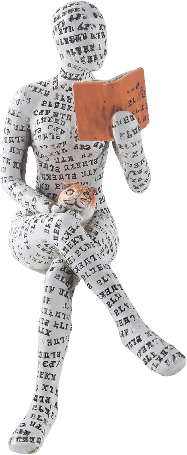 GRAPMKTG Home Decor Pulp Reading Women Thinker Statue Aesthetic Sculpture Room Decor Modern Abstract Decoration on Shelf Table Desk for Living Room Office Bedroom A - Grand Goldman