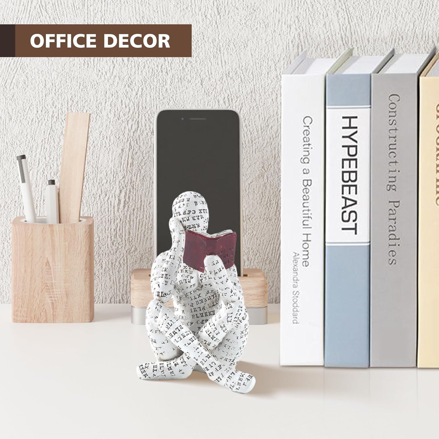 GRAPMKTG Home Decor Pulp Reading Women Thinker Statue Aesthetic Sculpture Room Decor Modern Abstract Decoration on Shelf Table Desk for Living Room Office Bedroom A - Grand Goldman