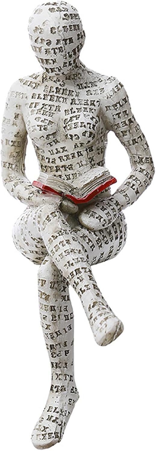 GRAPMKTG Home Decor Pulp Reading Women Thinker Statue Aesthetic Sculpture Room Decor Modern Abstract Decoration on Shelf Table Desk for Living Room Office Bedroom A - Grand Goldman