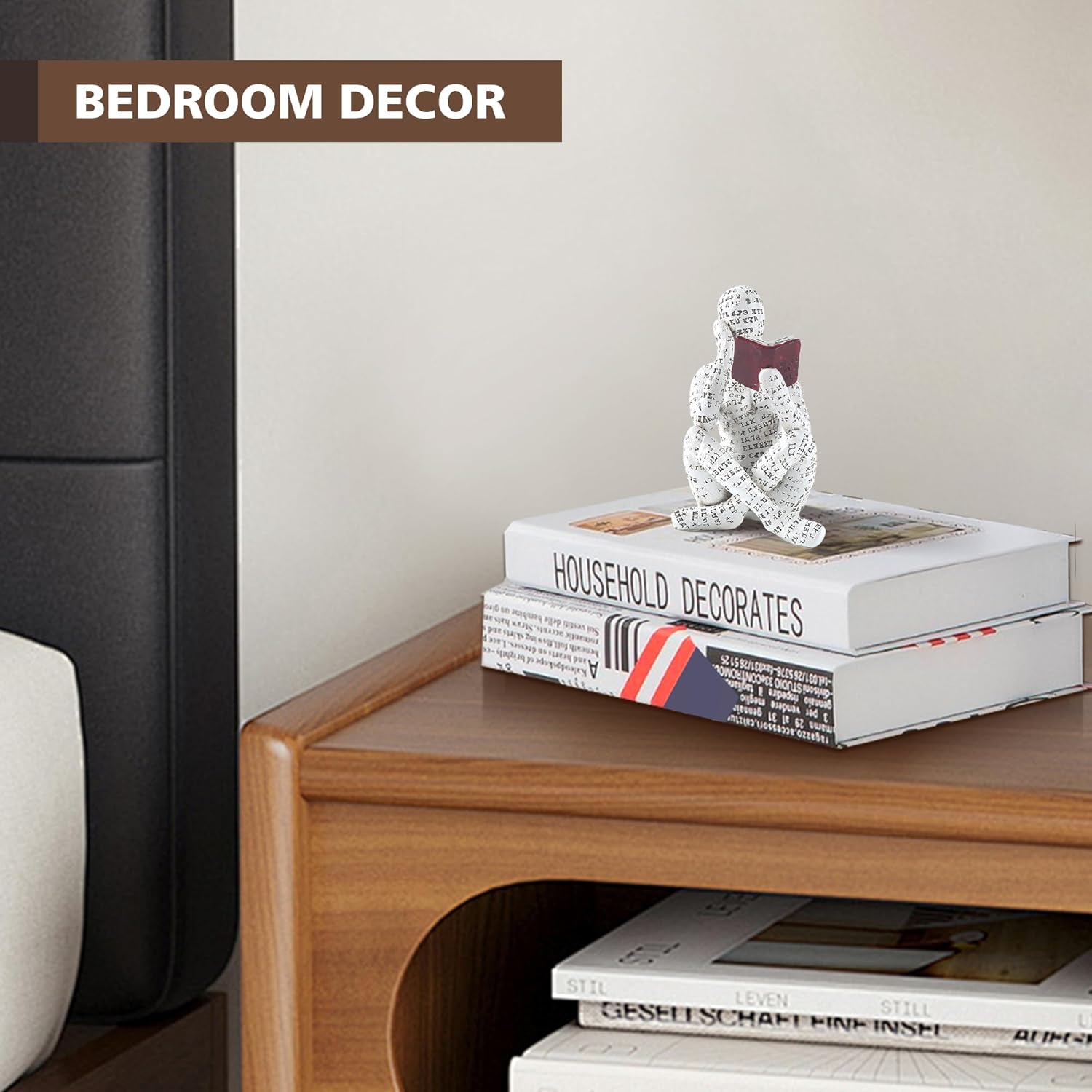 GRAPMKTG Home Decor Pulp Reading Women Thinker Statue Aesthetic Sculpture Room Decor Modern Abstract Decoration on Shelf Table Desk for Living Room Office Bedroom A - Grand Goldman