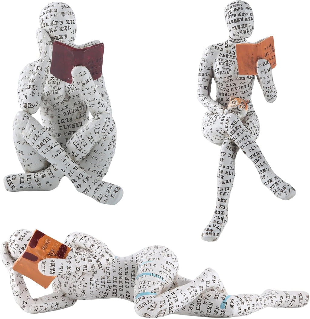 GRAPMKTG Home Decor Pulp Reading Women Thinker Statue Aesthetic Sculpture Room Decor Modern Abstract Decoration on Shelf Table Desk for Living Room Office Bedroom A - Grand Goldman