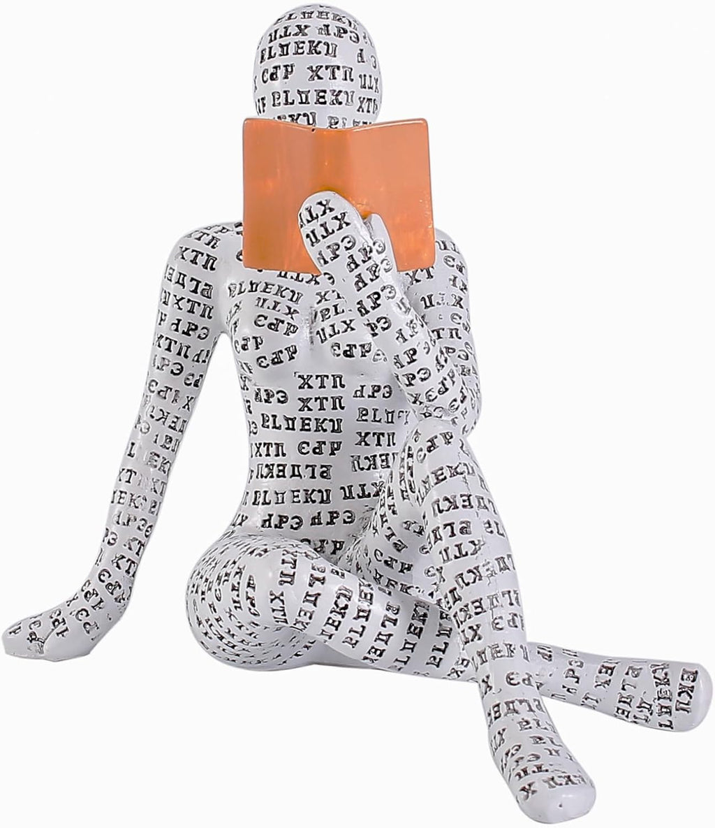 GRAPMKTG Home Decor Pulp Reading Women Thinker Statue Aesthetic Sculpture Room Decor Modern Abstract Decoration on Shelf Table Desk for Living Room Office Bedroom A - Grand Goldman