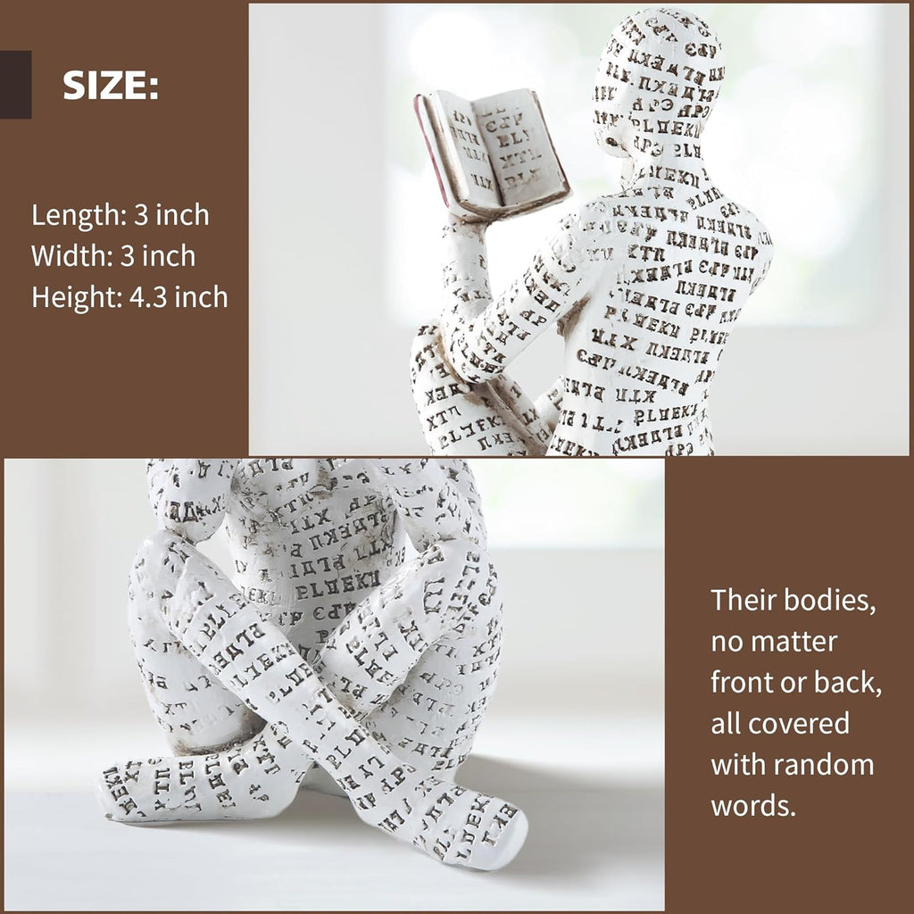 GRAPMKTG Home Decor Pulp Reading Women Thinker Statue Aesthetic Sculpture Room Decor Modern Abstract Decoration on Shelf Table Desk for Living Room Office Bedroom A - Grand Goldman