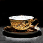 GUSTAV KLIMT Bone China Elegant Bone China Coffee Mug Set Luxurious Hand-Painted European Drinkware White and Gold Coffee/Tea Cups with Saucers Perfect Gift for Home Office Cafe Restaurant Leisure Bar Tea House - Birthday Mother Fathers Wedding Present - Grand Goldman