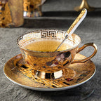 GUSTAV KLIMT Bone China Elegant Bone China Coffee Mug Set Luxurious Hand-Painted European Drinkware White and Gold Coffee/Tea Cups with Saucers Perfect Gift for Home Office Cafe Restaurant Leisure Bar Tea House - Birthday Mother Fathers Wedding Present - Grand Goldman
