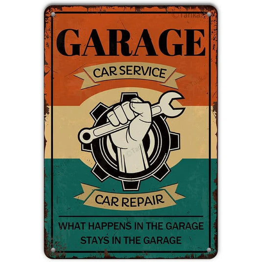 Garage Full Service Repair Shop Metal Tin Signs Posters Plate Wall Decor for Garage Bars Man Cave Cafe Club Retro Posters Plaque - Grand Goldman