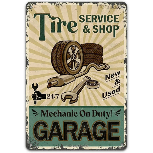 Garage Full Service Repair Shop Metal Tin Signs Posters Plate Wall Decor for Garage Bars Man Cave Cafe Club Retro Posters Plaque - Grand Goldman