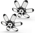 Garage Light - 40000LM Super Bright 6500K Garage Lights Ceiling Led w/ 8 Deformable Panels Compatible for E26/E27 Garage Light Socket Applicable for Garage Barn Warehouse Attic - 2Pack - Grand Goldman