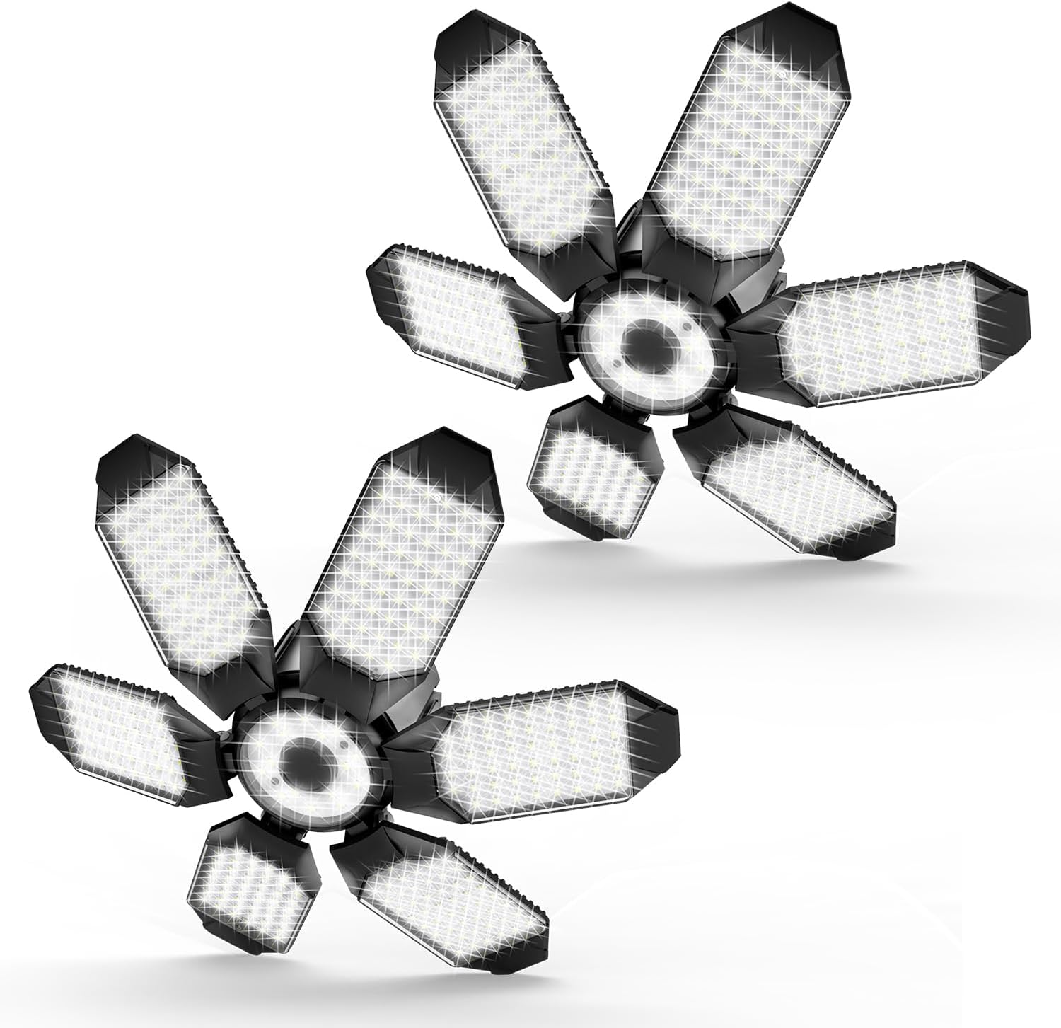 Garage Light - 40000LM Super Bright 6500K Garage Lights Ceiling Led w/ 8 Deformable Panels Compatible for E26/E27 Garage Light Socket Applicable for Garage Barn Warehouse Attic - 2Pack - Grand Goldman