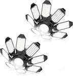 Garage Light - 40000LM Super Bright 6500K Garage Lights Ceiling Led w/ 8 Deformable Panels Compatible for E26/E27 Garage Light Socket Applicable for Garage Barn Warehouse Attic - 2Pack - Grand Goldman