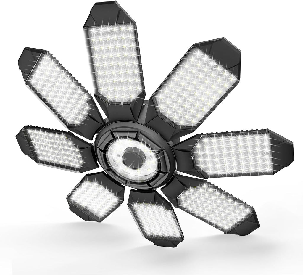 Garage Light - 40000LM Super Bright 6500K Garage Lights Ceiling Led w/ 8 Deformable Panels Compatible for E26/E27 Garage Light Socket Applicable for Garage Barn Warehouse Attic - 2Pack - Grand Goldman