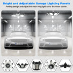 Garage Light - 40000LM Super Bright 6500K Garage Lights Ceiling Led w/ 8 Deformable Panels Compatible for E26/E27 Garage Light Socket Applicable for Garage Barn Warehouse Attic - 2Pack - Grand Goldman