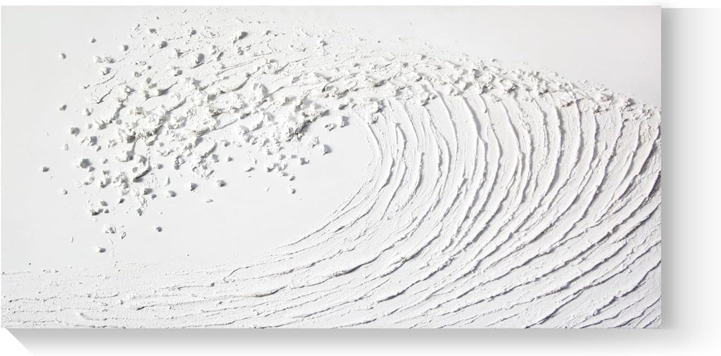 GeekMacro Abstract Textured Wall Art Hand Painted White Canvas Modern Oil Painting 58x29 Contemporary Minimalist Large Artwork Horizontal/Vertical Wall Decor - Grand Goldman