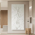 GeekMacro Abstract Textured Wall Art Hand Painted White Canvas Modern Oil Painting 58x29 Contemporary Minimalist Large Artwork Horizontal/Vertical Wall Decor - Grand Goldman