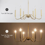 Generies Antique Spray Gold Farmhouse Chandelier, 6 Light Rustic Lighting Fixture Modern Industrial Candle Ceiling Light for Dining Room, Bedroom, Foyer, Living Room, Kitchen Island, Entryway - Grand Goldman