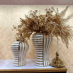 Geometric Transverse Fringe Golden Ginger Jar Ceramic Storage Tank General Can Floral Arrangement Accessories Home Decoration - Grand Goldman