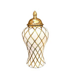 Geometry Gold Diamond Check General Can Ceramic Ginger Jar Flower Vase Porcelain Craftwork Sealed Storage Tank Home Decoration - Grand Goldman