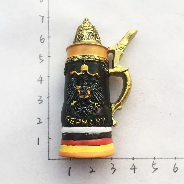 German Fridge Magnet European Beer Mug Germany Heidelberg Stuttgart Travel Souvenir Deutschland Magnetic Refrigerator Sticker - Grand Goldman