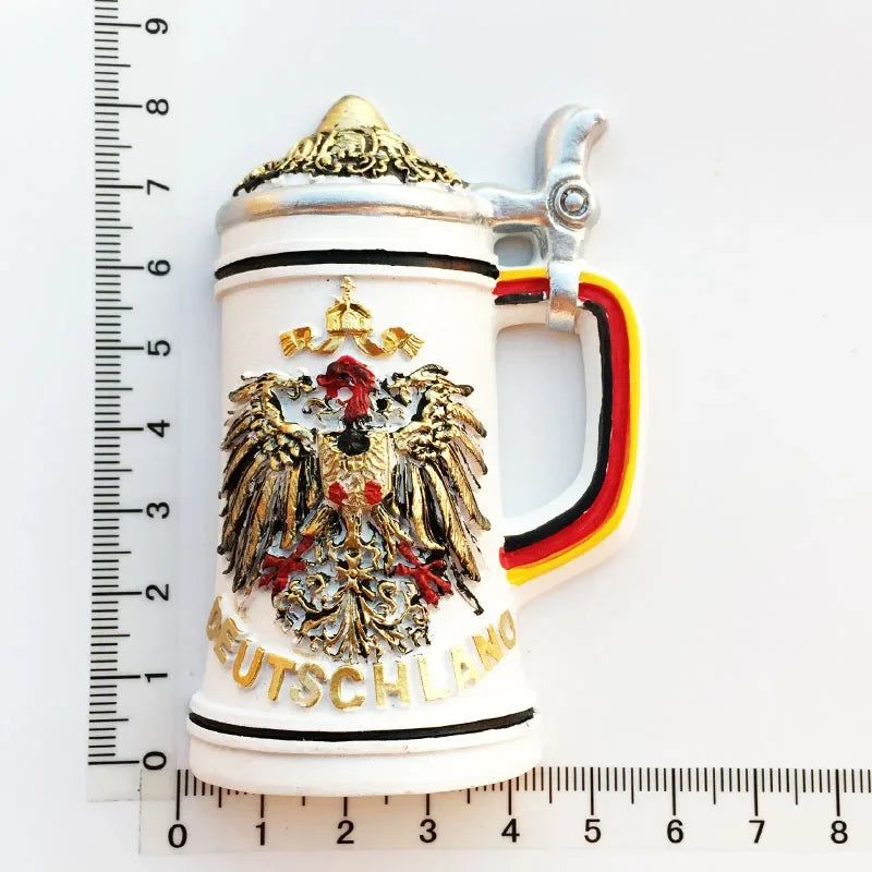 German Fridge Magnet European Beer Mug Germany Heidelberg Stuttgart Travel Souvenir Deutschland Magnetic Refrigerator Sticker - Grand Goldman