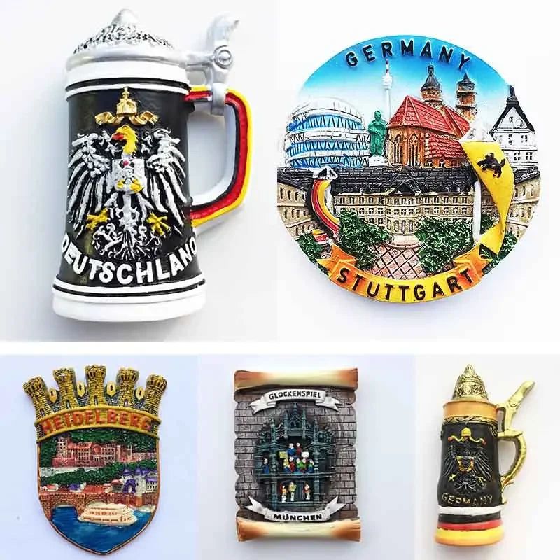 German Fridge Magnet European Beer Mug Germany Heidelberg Stuttgart Travel Souvenir Deutschland Magnetic Refrigerator Sticker - Grand Goldman
