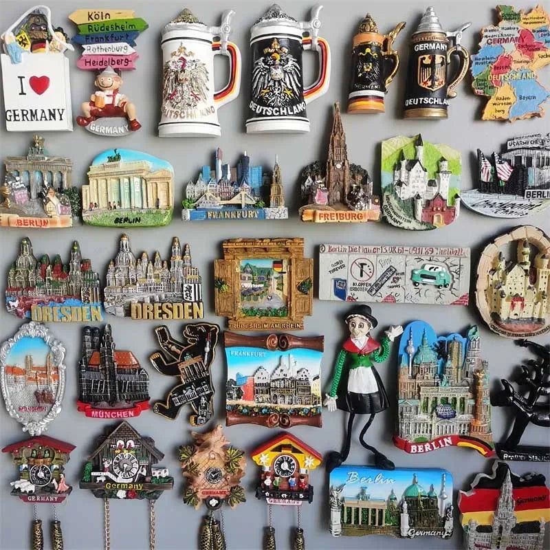 Germany Fridge Magnets Cuckoo Clock Mug Berlin Munich Dresden Frankfurt Freiburg Neuschwanstein Refrigerator Magnets Sticker - Grand Goldman